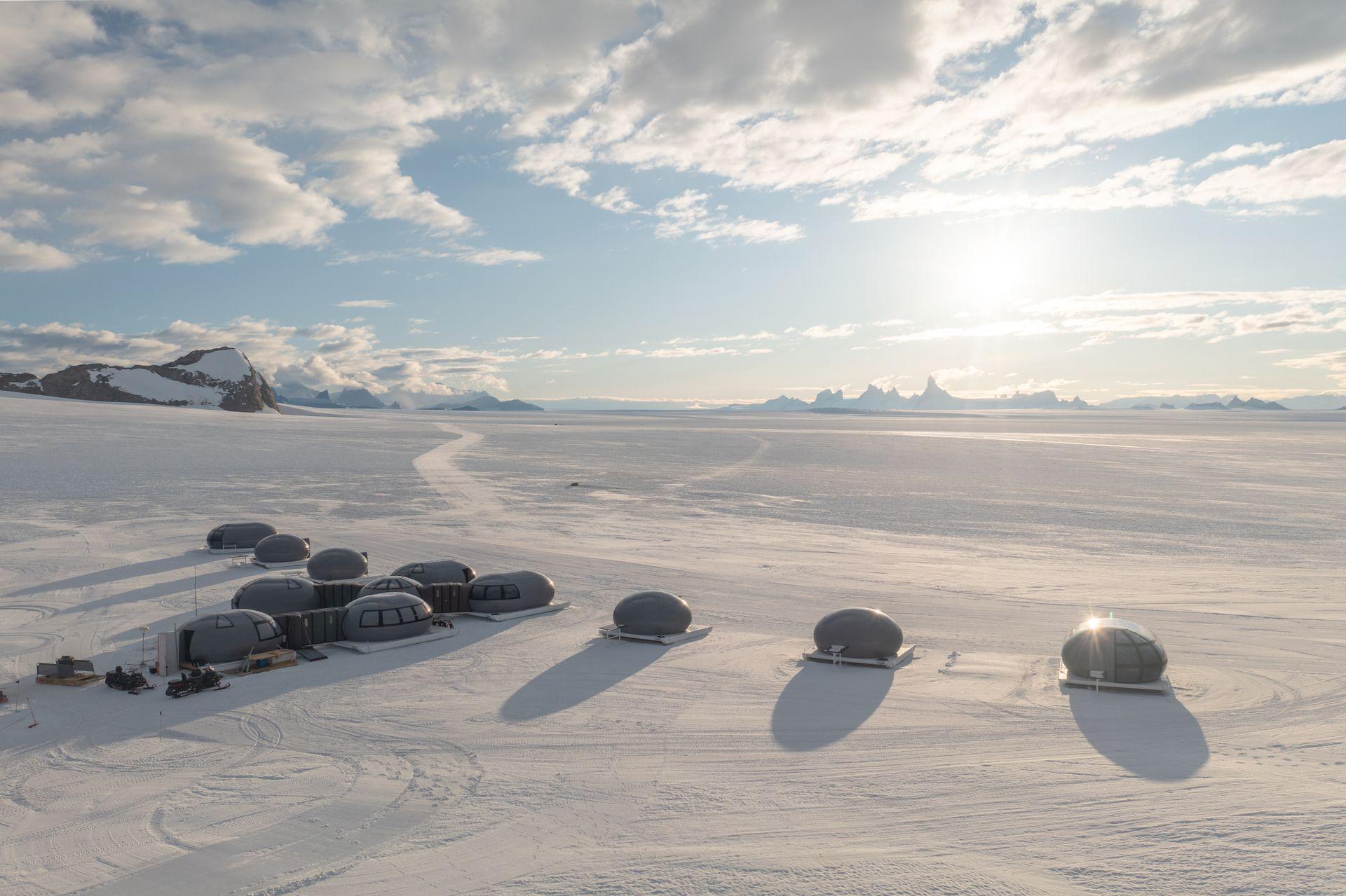 White desert echo camp on the Antarctica 